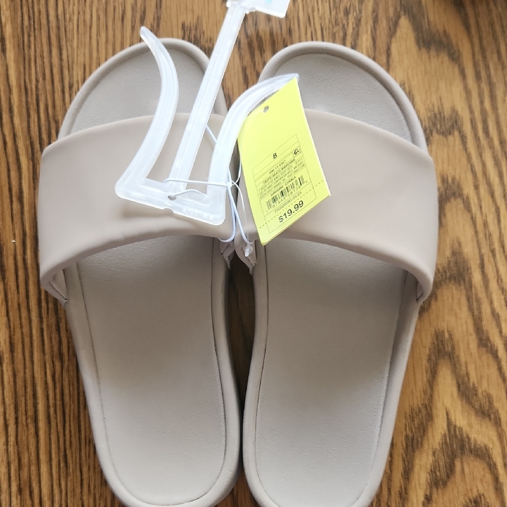 Target Tan Slide Sandals with Wide Strap